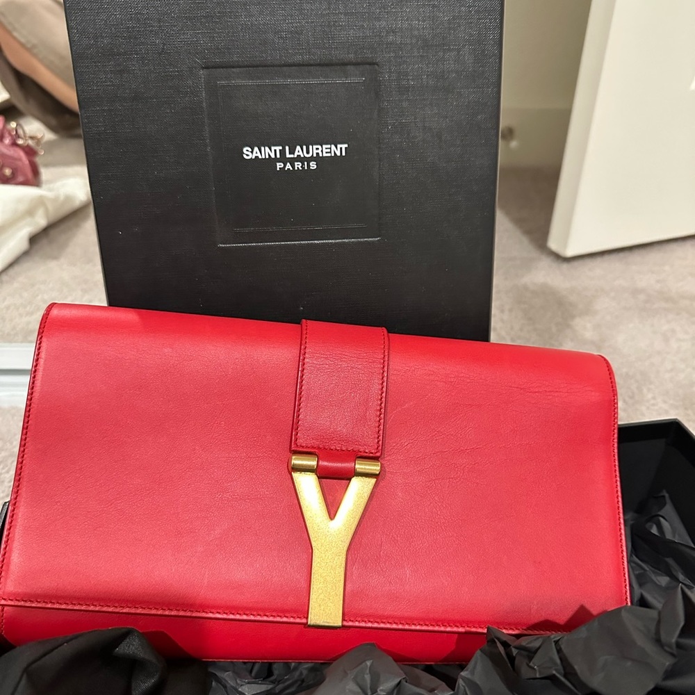 Yves Saint Laurent red clutch